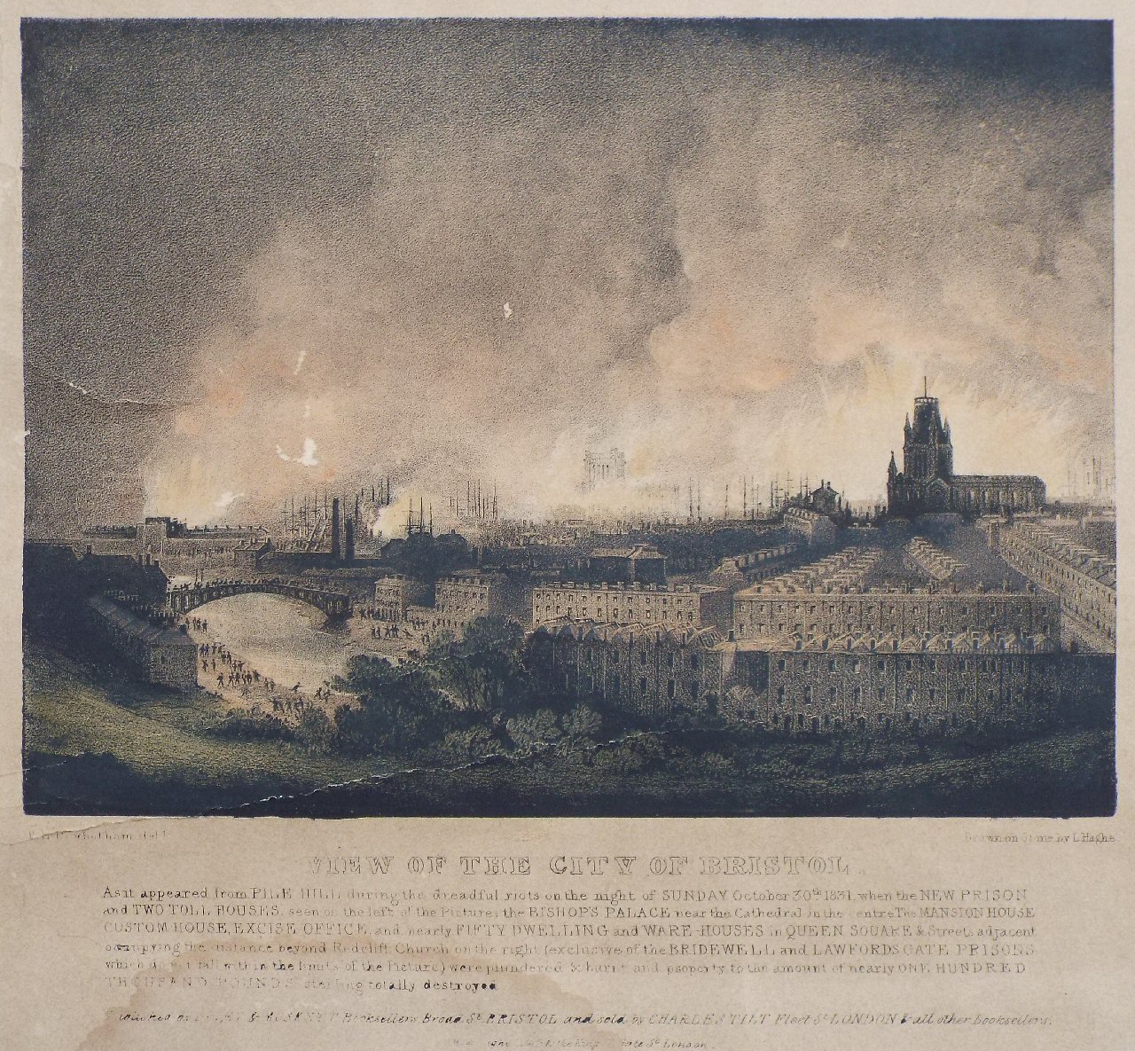 Lithograph - View of the City of Bristol  - Haghe